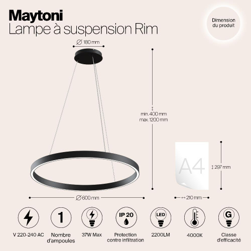 Подвесной светодиодный светильник Maytoni Rim MOD058PL-L32B4K