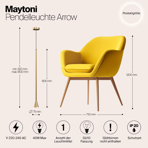 Подвесной светильник Maytoni Arrow P064PL-01G