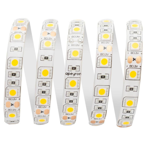 Светодиодная влагозащищенная лента Apeyron 14,4W/m 60Led/m 5050SMD дневной белый 5M 00-144 Светодиодная влагозащищенная лента Apeyron 14,4W/m 60Led/m 5050SMD дневной белый 5M 00-144