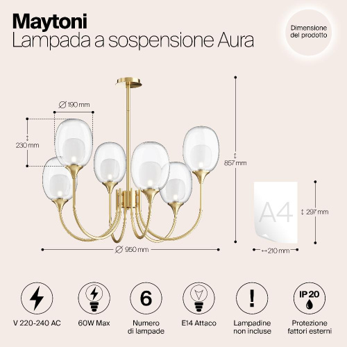 Подвесная люстра Maytoni Aura MOD016PL-06BS