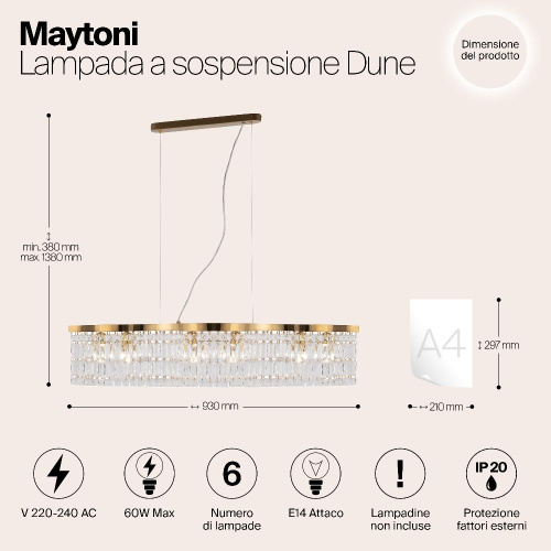 Подвесной светильник Maytoni Dune DIA005PL-06G
