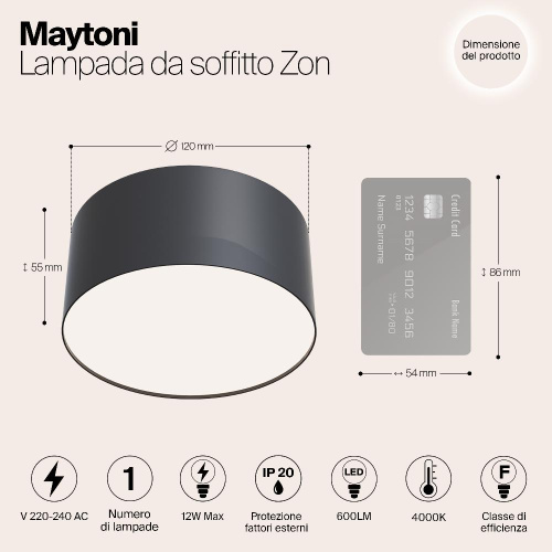 Потолочный светодиодный светильник Maytoni Zon C032CL-L12B4K Потолочный светодиодный светильник Maytoni Zon C032CL-L12B4K