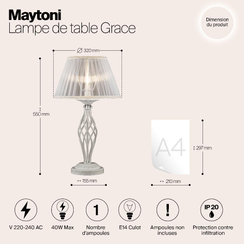 Настольная лампа Maytoni Grace ARM247-00-G