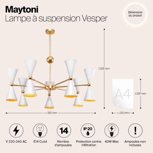 Подвесная люстра Maytoni Vesper MOD108PL-14WG Подвесная люстра Maytoni Vesper MOD108PL-14WG