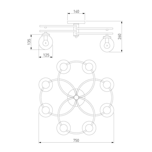 Потолочная люстра Eurosvet 70104/8 черный