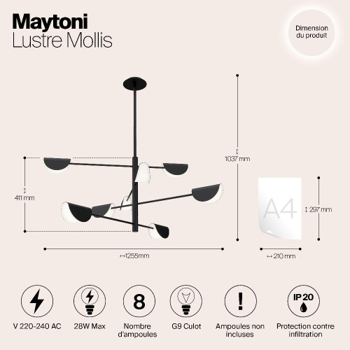 Подвесная люстра Maytoni Technical Mollis MOD126PL-08B