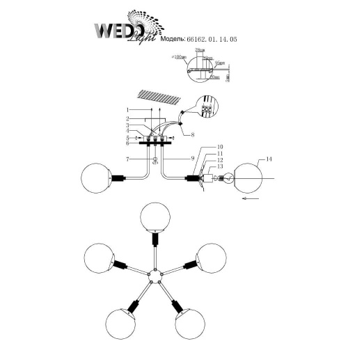 Потолочная люстра Wedo Light Алисия 66162.01.14.05