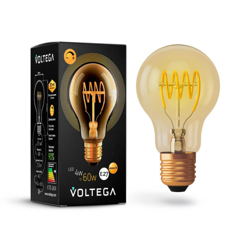 Лампа светодиодная диммируемая Voltega E27 4W 2800К прозрачная VG10-A60GE27warm4W-FB 7078 Лампа светодиодная диммируемая Voltega E27 4W 2800К прозрачная VG10-A60GE27warm4W-FB 7078