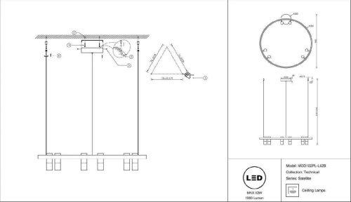Подвесная светодиодная люстра Maytoni Satellite MOD102PL-L42B