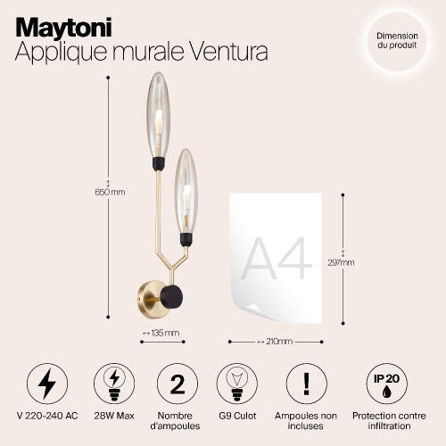 Бра Maytoni Ventura MOD012WL-02G