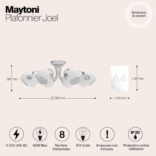 Потолочная люстра Maytoni Joel MOD833-08-N