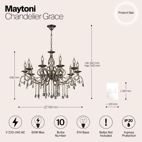 Подвесная люстра Maytoni Grace RC247-PL-10-R