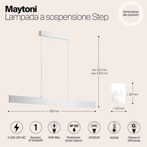 Подвесной светодиодный светильник Maytoni Step P010PL-L30W