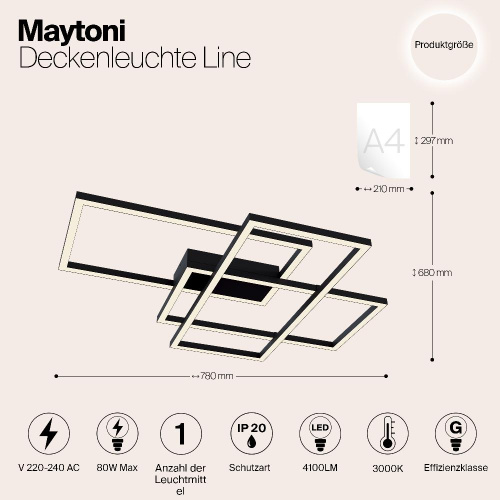 Потолочный светодиодный светильник Maytoni Line MOD015CL-L80B Потолочный светодиодный светильник Maytoni Line MOD015CL-L80B