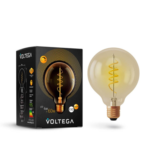 Лампа светодиодная диммируемая Voltega E27 4W 2800К прозрачная VG10-G95GE27warm4W-FB 7076 Лампа светодиодная диммируемая Voltega E27 4W 2800К прозрачная VG10-G95GE27warm4W-FB 7076
