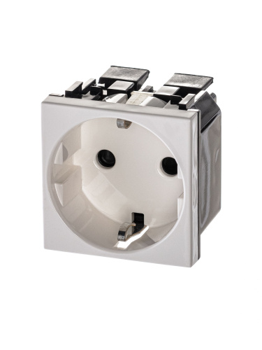 Розетка ABB Zenit с/з 16A 250V со шторками безвинтовой зажим альпийский белый 2CLA228860N1101