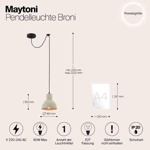 Подвесной светильник Maytoni Broni T434-PL-01-GR Подвесной светильник Maytoni Broni T434-PL-01-GR