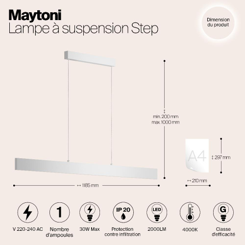 Подвесной светодиодный светильник Maytoni Step P010PL-L30W4K Подвесной светодиодный светильник Maytoni Step P010PL-L30W4K