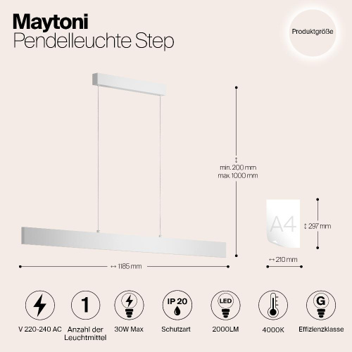 Подвесной светодиодный светильник Maytoni Step P010PL-L30W4K Подвесной светодиодный светильник Maytoni Step P010PL-L30W4K