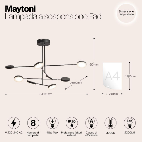 Подвесной светодиодный светильник Maytoni Fad MOD070PL-L48B3K