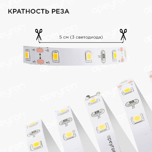 Светодиодная лента Apeyron 4,8W/m 60LED/m 5050SMD теплый белый 1M 10-66 Светодиодная лента Apeyron 4,8W/m 60LED/m 5050SMD теплый белый 1M 10-66