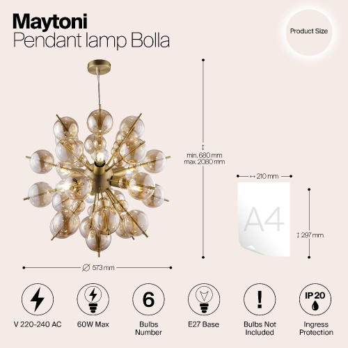 Подвесная люстра Maytoni Bolla MOD133PL-06BS Подвесная люстра Maytoni Bolla MOD133PL-06BS