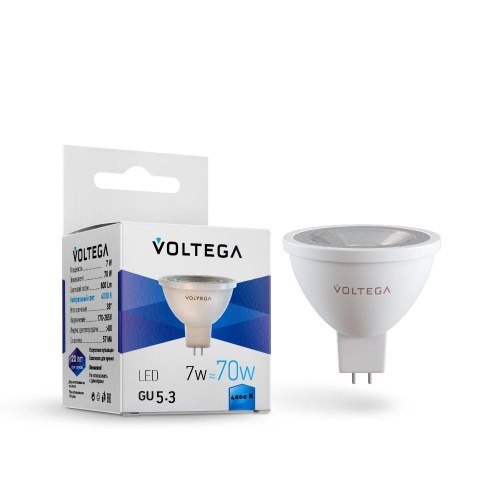 Лампа светодиодная Voltega GU5.3 7W 4000К прозрачная VG2-S1GU5.3cold7W 7063 Лампа светодиодная Voltega GU5.3 7W 4000К прозрачная VG2-S1GU5.3cold7W 7063
