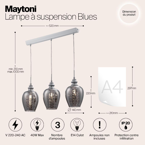 Подвесной светильник Maytoni Blues MOD033-PL-03-N