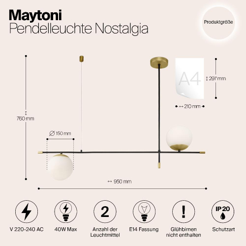 Подвесной светильник Maytoni Nostalgia MOD048PL-02G