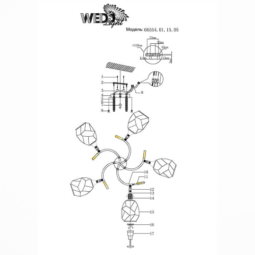 Потолочная люстра Wedo Light Anione 66554.01.15.05