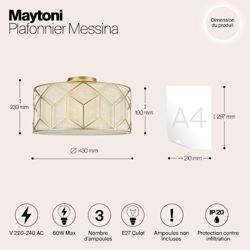Потолочный светильник Maytoni Messina H223-PL-03-G