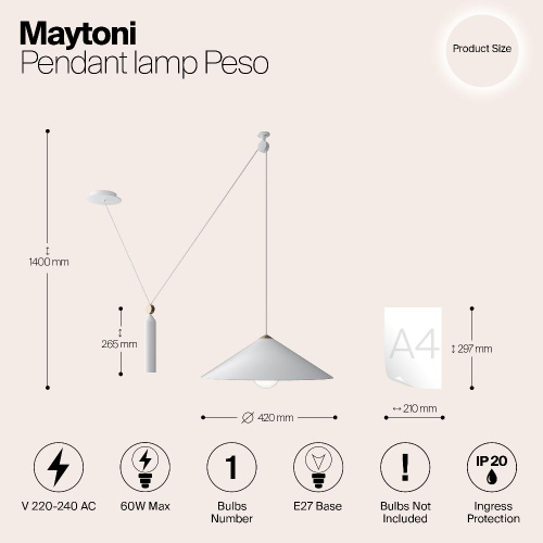 Подвесной светильник Maytoni Technical Peso P080PL-01W Подвесной светильник Maytoni Technical Peso P080PL-01W
