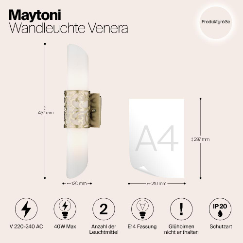 Настенный светильник Maytoni Venera H260-02-N Настенный светильник Maytoni Venera H260-02-N