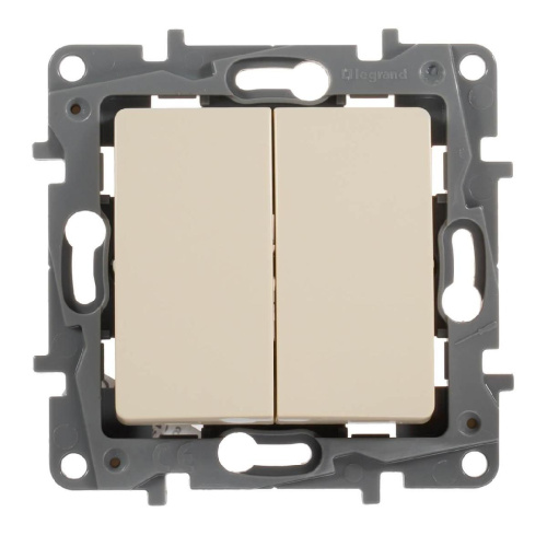 Выключатель двухклавишный Legrand Etika 10A 250V слоновая кость 672302