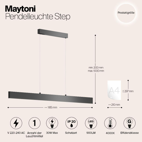 Подвесной светодиодный светильник Maytoni Step P010PL-L30B4K