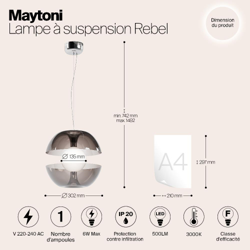 Подвесной светодиодный светильник Maytoni Rebel MOD322PL-L6B3K