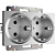 Розетка Werkel двойная с заземлением серебряный WL06-SKG-02-IP20 4690389117237