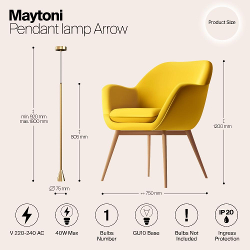 Подвесной светильник Maytoni Arrow P064PL-01G
