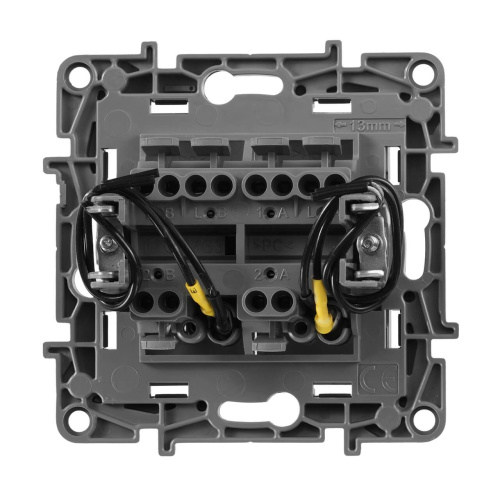 Переключатель двухклавишный Legrand Etika с подсветкой 10A 250V алюминий 672416