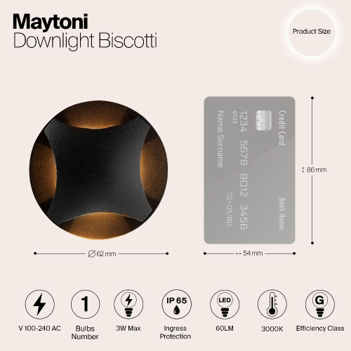 Встраиваемый светодиодный светильник Maytoni Biscotti O036-L3B3K Встраиваемый светодиодный светильник Maytoni Biscotti O036-L3B3K