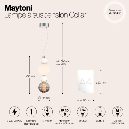 Подвесной светодиодный светильник Maytoni Collar P069PL-L17CH3K