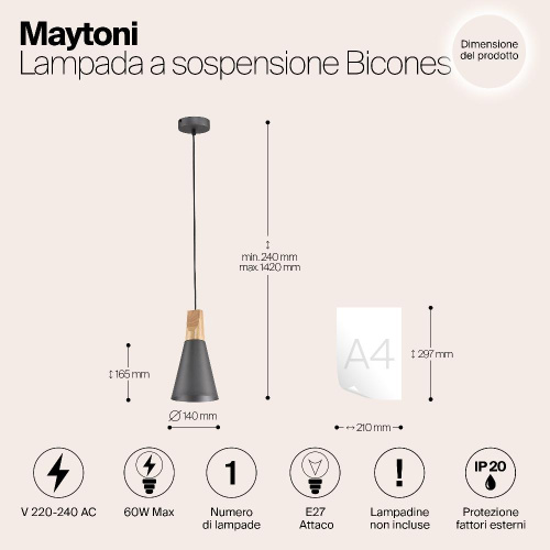 Подвесной светильник Maytoni Bicones P359-PL-140-C