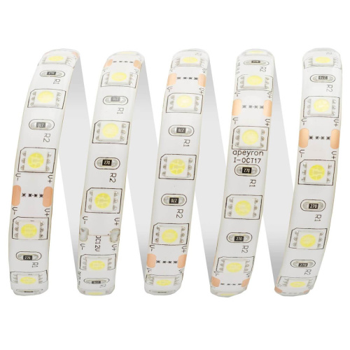 Светодиодная влагозащищенная лента Apeyron 14,4W/m 60Led/m 5050SMD холодный белый 1M 259BL Светодиодная влагозащищенная лента Apeyron 14,4W/m 60Led/m 5050SMD холодный белый 1M 259BL