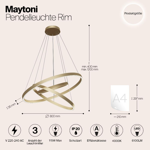 Подвесной светодиодный светильник Maytoni Rim MOD058PL-L100BS4K