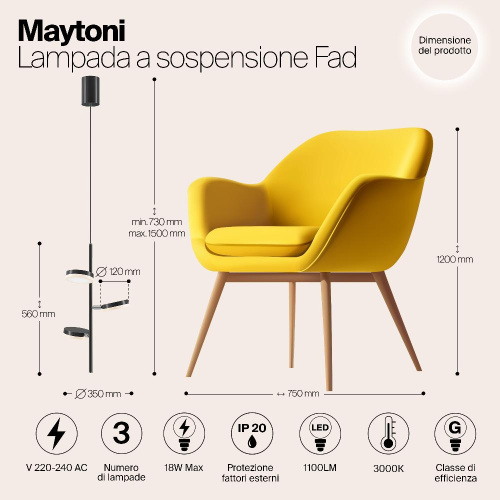 Подвесная светодиодная люстра Maytoni Fad MOD070PL-L18B3K Подвесная светодиодная люстра Maytoni Fad MOD070PL-L18B3K