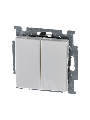 Выключатель двухклавишный ABB Basic55 10A 250V альпийский белый 2CKA001012A2141