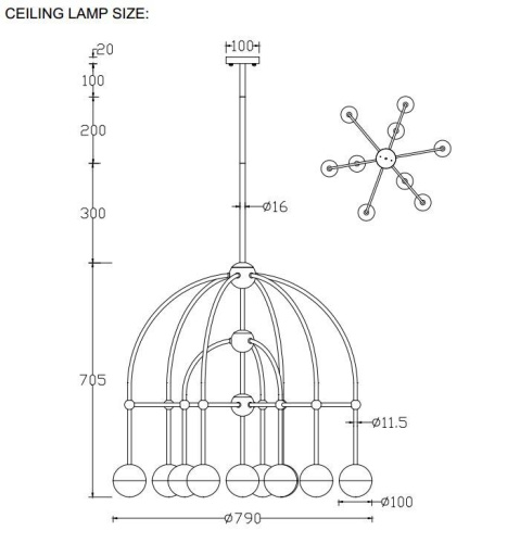 Подвесная люстра Crystal Lux Truena SP-PL6+3+1 Bronze