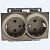 Розетка 2К+З двойная Mono Electric Despina/ Larissa 16A 250V винтовое подключение бронза 500-002304-120