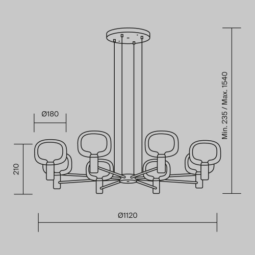 Подвесная люстра Maytoni Vision MOD411PL-08G Подвесная люстра Maytoni Vision MOD411PL-08G