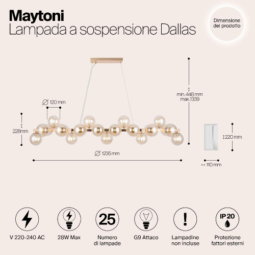 Подвесная люстра Maytoni Dallas MOD547PL-25G